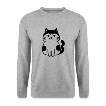 Katze - Unisex Pullover - Weißgrau meliert - Vorne - Alina (178cm) & Michal (187cm)