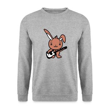 Rabbit Bunny Plays Cute Guitar Music Guitarist - Unisex Sweatshirt - salt & pepper - Front - Alina (178cm) & Michal (187cm)