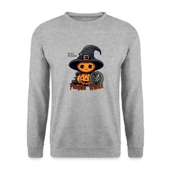 Pumpkin Wheels - Unisex Pullover - Weißgrau meliert - Vorne - Alina (178cm) & Michal (187cm)