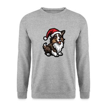 Border Collie Chien Noël - Sweat-shirt Unisexe - gris chiné - Devant - Alina (178cm) & Michal (187cm)