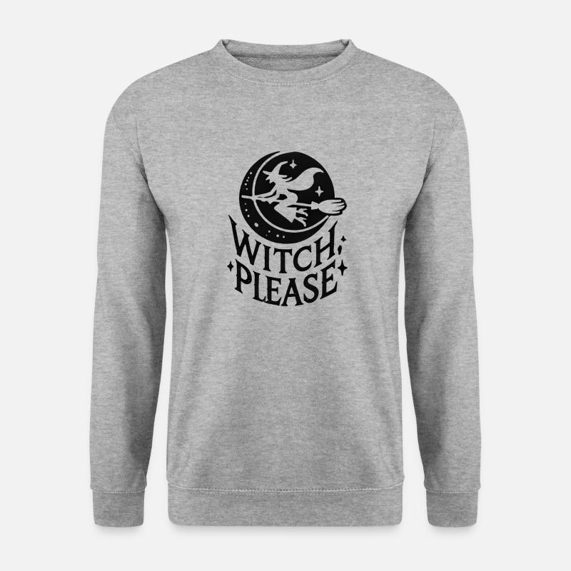 Witch Please – Stylisches Halloween-Motiv - Unisex Pullover - Weißgrau meliert