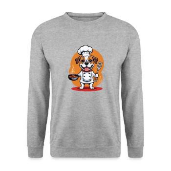 Dog Chef Dog Friends Cadeau BBQ - Sweat-shirt Unisexe - gris chiné - Devant - Alina (178cm) & Michal (187cm)