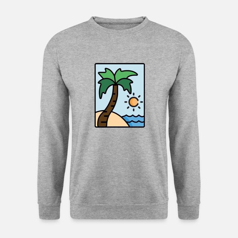 Strand und Sonnenuntergang - Unisex Pullover - Weißgrau meliert