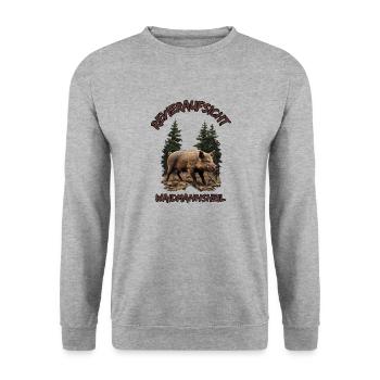 Jäger-Waidmannsheil Revieraufsicht-Wildschwein - Sweat-shirt Unisexe - gris chiné - Devant - Alina (178cm) & Michal (187cm)