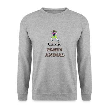 Cardio-Partytier - Unisex Pullover - Weißgrau meliert - Vorne - Alina (178cm) & Michal (187cm)