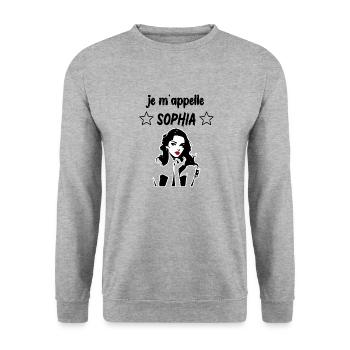 Mein Name ist Sophia 2026 Mädchen aus Frankreich - Unisex Pullover - Weißgrau meliert - Vorne - Alina (178cm) & Michal (187cm)