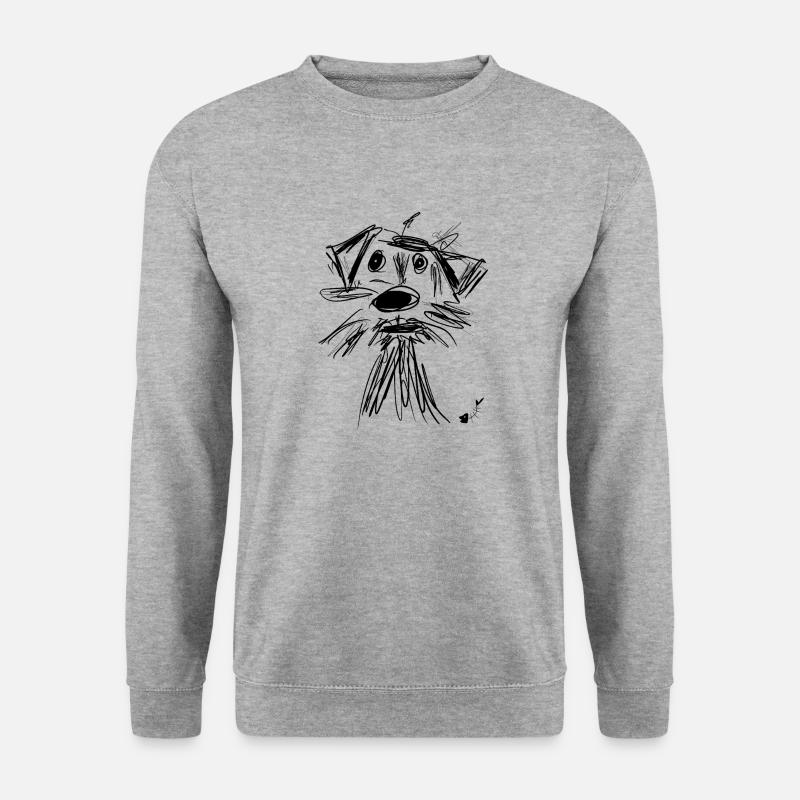 hund zeichnung - Unisex Pullover - Weißgrau meliert