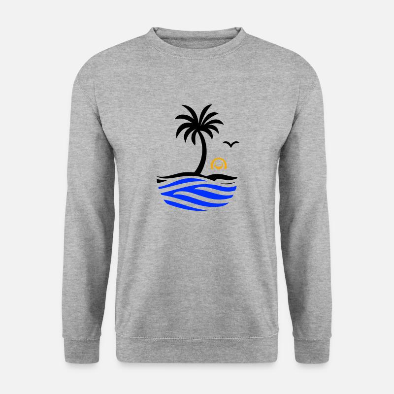 Ozean Palme Sommer - Unisex Pullover - Weißgrau meliert