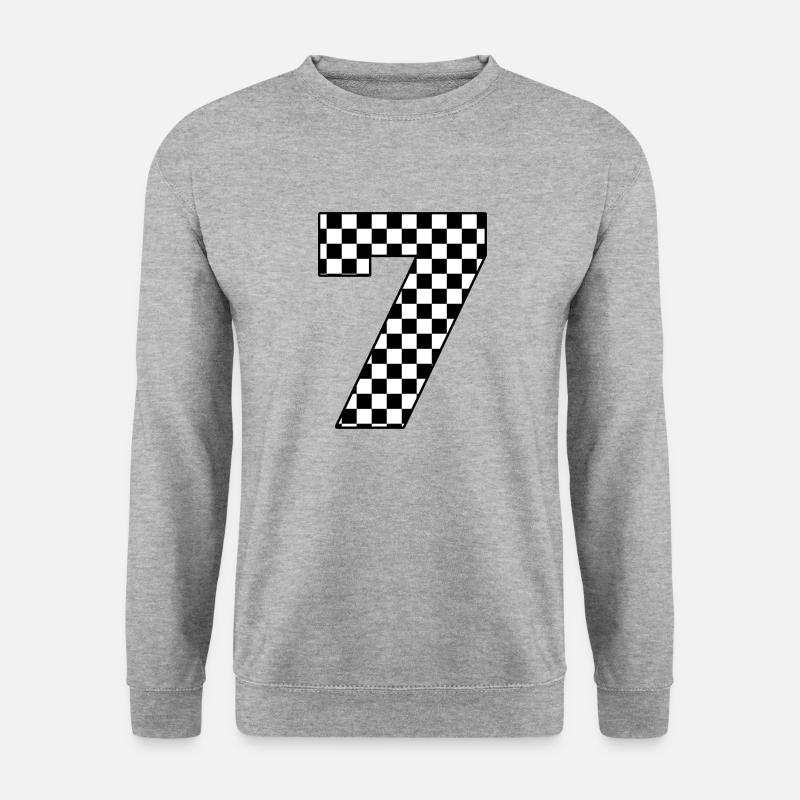 Nummer 7 kariert - Unisex Pullover - Weißgrau meliert