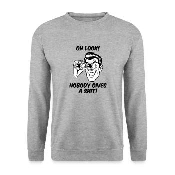 nobody gives a shit - Unisex Sweatshirt - salt & pepper - Front - Alina (178cm) & Michal (187cm)