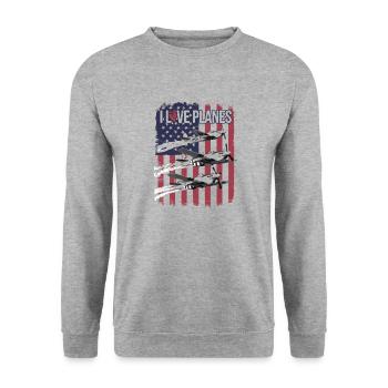 vintage Classic P 51 Flight - Unisex Sweatshirt - salt & pepper - Front - Alina (178cm) & Michal (187cm)