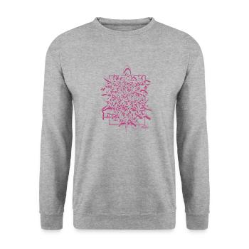 Calligraffiti Pink Lines – Urban Shirt Design - Sweat-shirt Unisexe - gris chiné - Devant - Alina (178cm) & Michal (187cm)