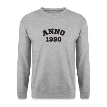 Anno 1990 Geburtstag Geburtsjahr - Unisex Pullover - Weißgrau meliert - Vorne - Alina (178cm) & Michal (187cm)
