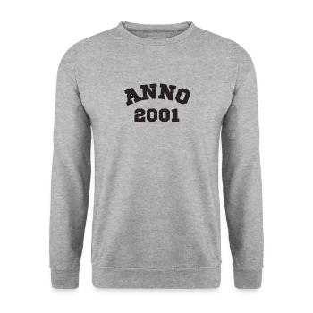 Anno 2001 Birthday Year of birth - Unisex Sweatshirt - salt & pepper - Front - Alina (178cm) & Michal (187cm)