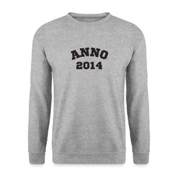 Anno 2014Geburtstag Geburtsjahr - Unisex Pullover - Weißgrau meliert - Vorne - Alina (178cm) & Michal (187cm)