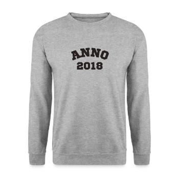 Anno 2018 Geburtstag Geburtsjahr - Unisex Pullover - Weißgrau meliert - Vorne - Alina (178cm) & Michal (187cm)