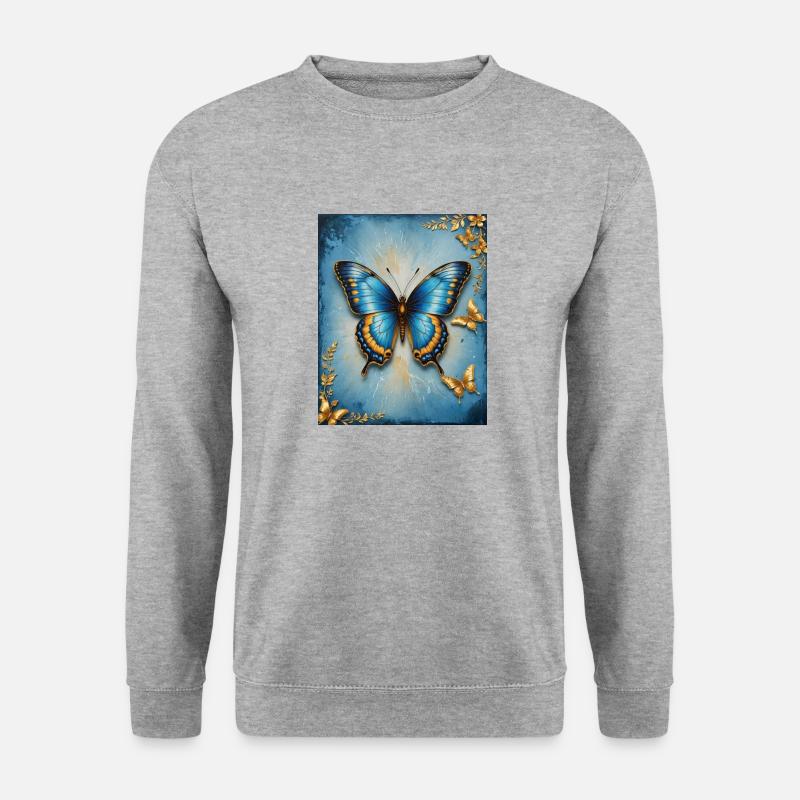 Schmetterling - Unisex Pullover - Weißgrau meliert