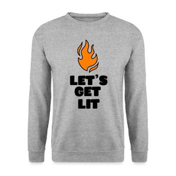 FEU DE FEU PLUS LÉGER FEU DE CAMP TERRAIN DE CAMPING MOTIFS DE CAMP - Sweat-shirt Unisexe - gris chiné - Devant - Alina (178cm) & Michal (187cm)