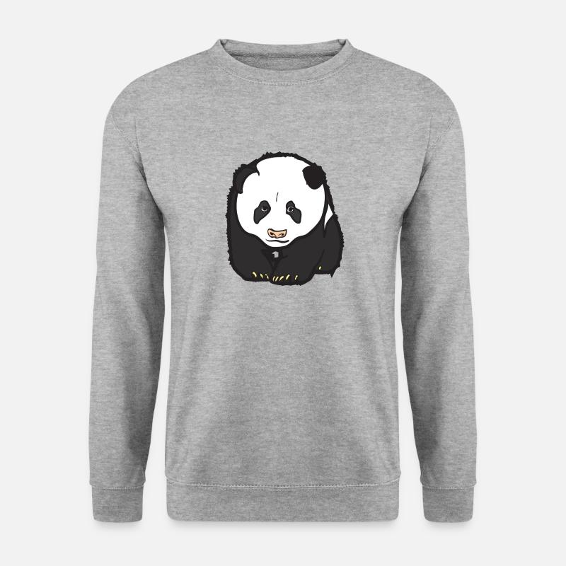 Panda Bär - Unisex Pullover - Weißgrau meliert