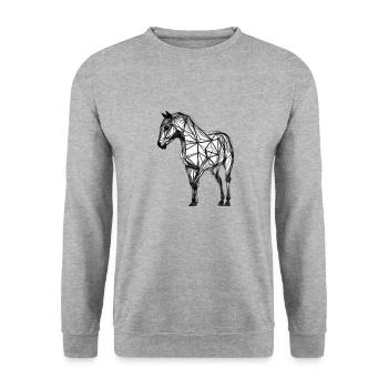 Geometrisches Pferd - Unisex Pullover - Weißgrau meliert - Vorne - Alina (178cm) & Michal (187cm)