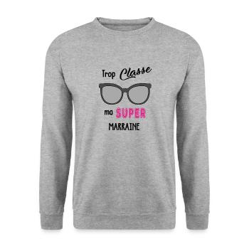 Super Marraine - Sweat-shirt Unisexe - gris chiné - Devant - Alina (178cm) & Michal (187cm)