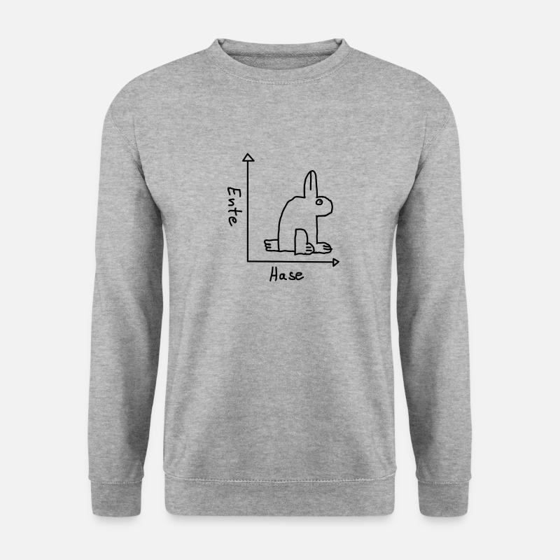 Hase oder Ente - Unisex Pullover - Weißgrau meliert