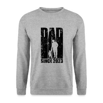 PAPA FÊTE DES PÈRES DEPUIS 2023 PAPA - Sweat-shirt Unisexe - gris chiné - Devant - Alina (178cm) & Michal (187cm)