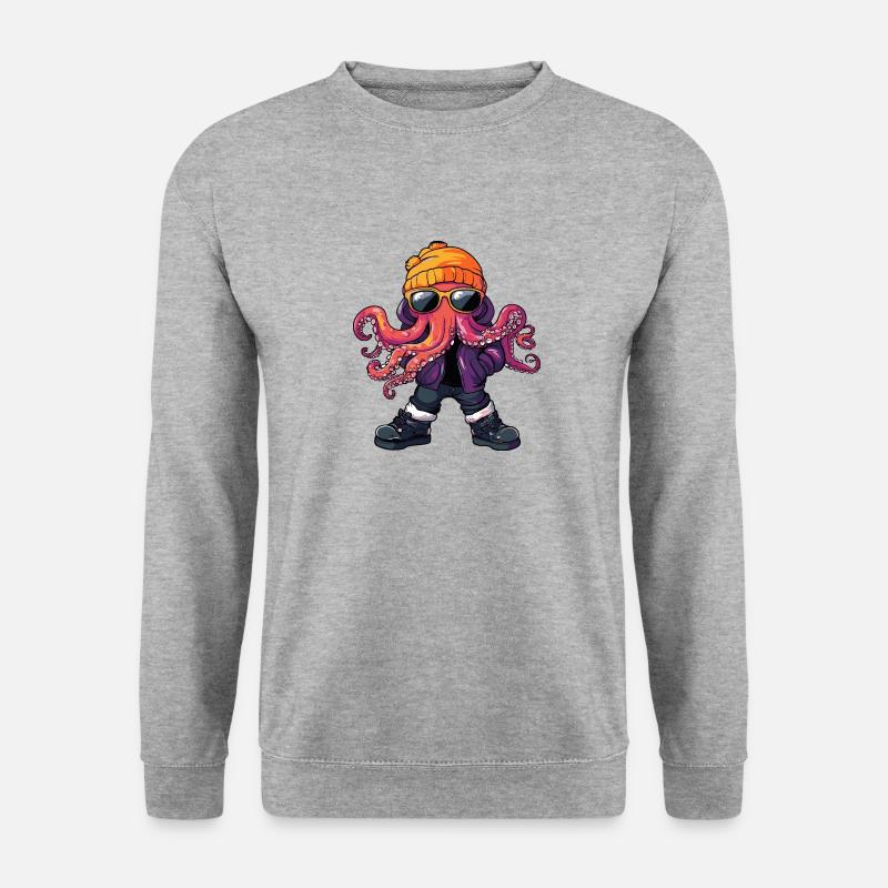 Oktopus Cool Comic - Unisex Pullover - Weißgrau meliert