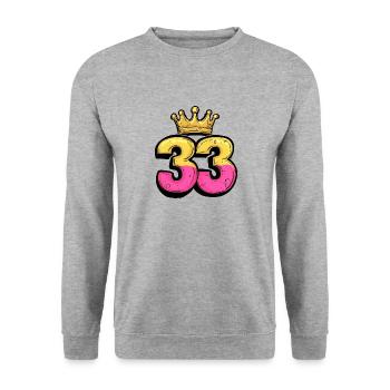 33 Number Krone - Unisex Sweatshirt - salt & pepper - Front - Alina (178cm) & Michal (187cm)