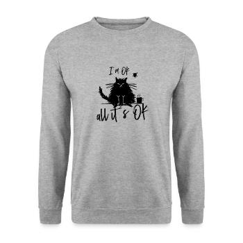 Chat drôle drôle - Sweat-shirt Unisexe - gris chiné - Devant - Alina (178cm) & Michal (187cm)