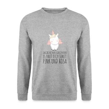 LICORNE | Rose et rose | Dictons Licorne UNICORN - Sweat-shirt Unisexe - gris chiné - Devant - Alina (178cm) & Michal (187cm)