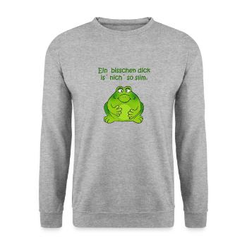 Ein bisschen dick ist nicht so slim, Frosch - Unisex Pullover - Weißgrau meliert - Vorne - Alina (178cm) & Michal (187cm)
