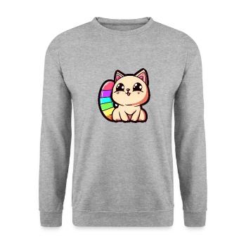rainbow cat - Unisex Pullover - Weißgrau meliert - Vorne - Alina (178cm) & Michal (187cm)