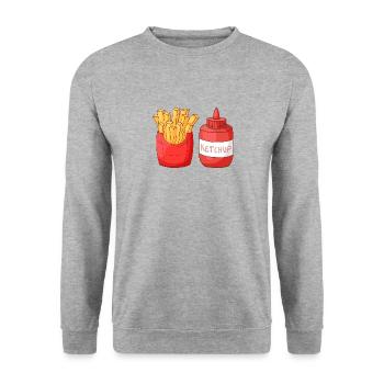 Frites ketchup frites - Sweat-shirt Unisexe - gris chiné - Devant - Alina (178cm) & Michal (187cm)