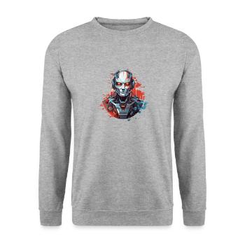 Roboter - Unisex Pullover - Weißgrau meliert - Vorne - Alina (178cm) & Michal (187cm)