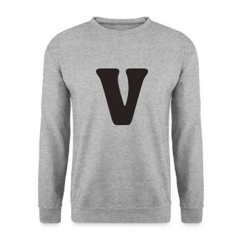 V - Unisex Pullover - Weißgrau meliert - Vorne - Alina (178cm) & Michal (187cm)