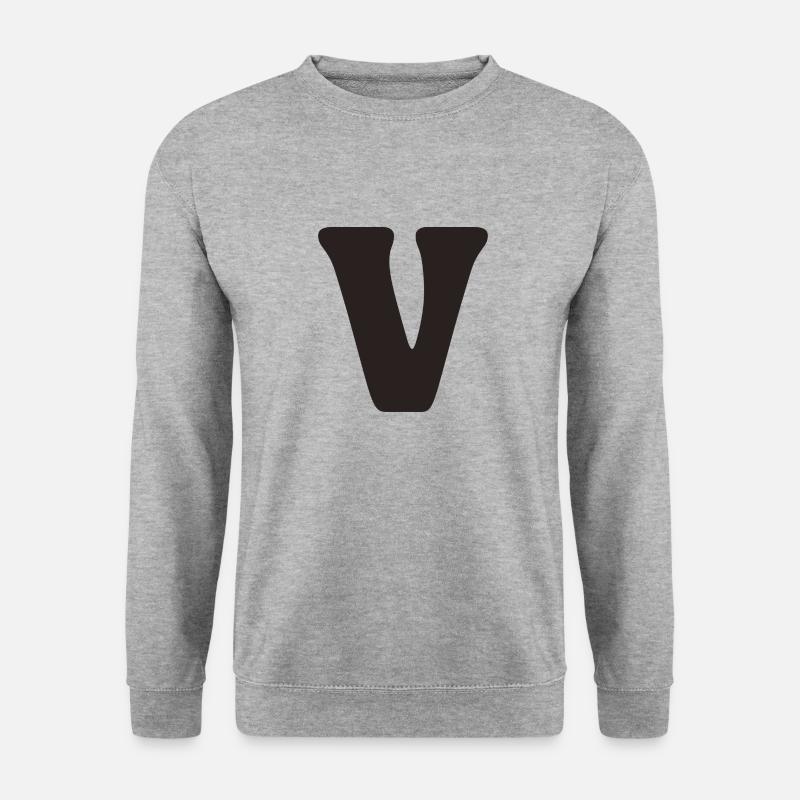 V - Unisex Pullover - Weißgrau meliert