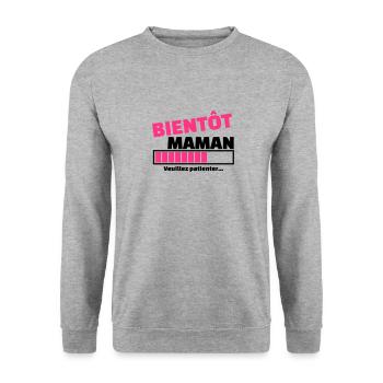 bientôt maman - Sweat-shirt Unisexe - gris chiné - Devant - Alina (178cm) & Michal (187cm)