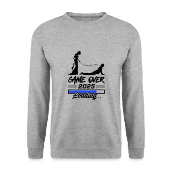 Wedding Loading 2025 Game Over - Sweat-shirt Unisexe - gris chiné - Devant - Alina (178cm) & Michal (187cm)