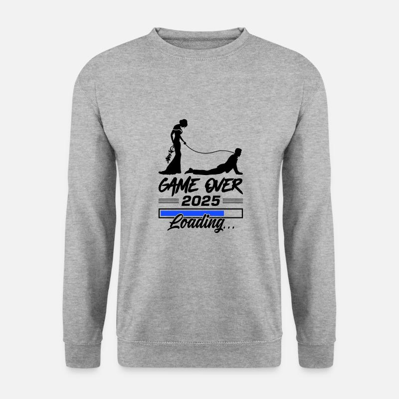 Hochzeit Loading 2025 Game Over - Unisex Pullover - Weißgrau meliert