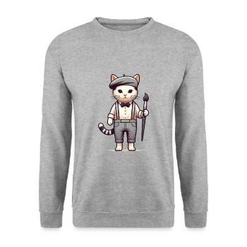 Cute Cat Artist - Unisex Sweatshirt - salt & pepper - Front - Alina (178cm) & Michal (187cm)