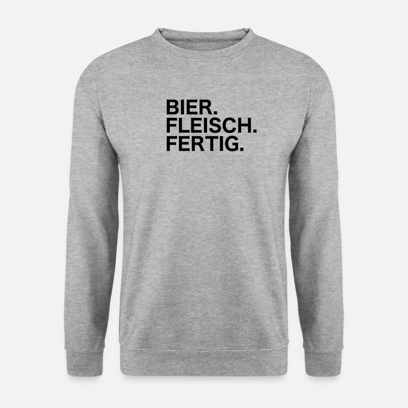 Bier. Fleisch. Fertig. - Unisex Pullover - Weißgrau meliert