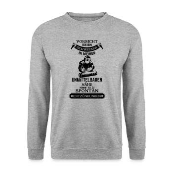 Schweißer Vorsicht extreme Hitze Spontan - Unisex Pullover - Weißgrau meliert - Vorne - Alina (178cm) & Michal (187cm)