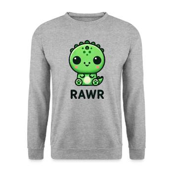 Mignon Dino T-Rex Chibi Rawr - Sweat-shirt Unisexe - gris chiné - Devant - Alina (178cm) & Michal (187cm)