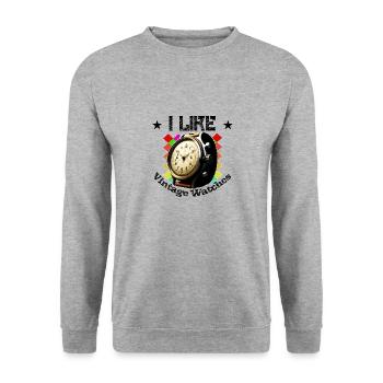 Watch collector likes vintage watches wristwatch Chrono - Unisex Sweatshirt - salt & pepper - Front - Alina (178cm) & Michal (187cm)