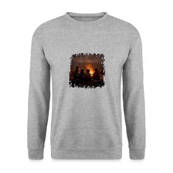 Ein Lagerfeuer ist ein magischer Moment - Unisex Pullover - Weißgrau meliert - Vorne - Alina (178cm) & Michal (187cm)