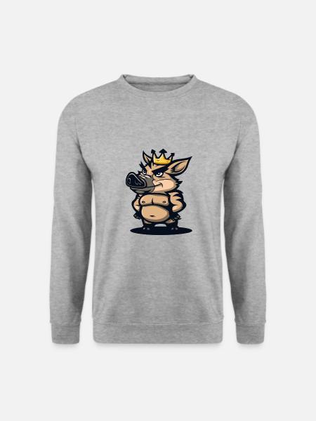 Pig Comic Crown Wild Boar - Unisex Sweatshirt - salt & pepper