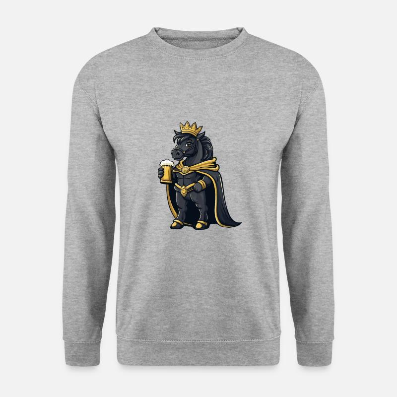 Pferd Bier Lustig - Unisex Pullover - Weißgrau meliert