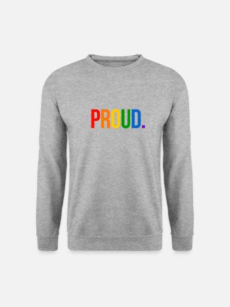 PROUD. - Schlicht und Aussagekräftig - Unisex Pullover - Weißgrau meliert