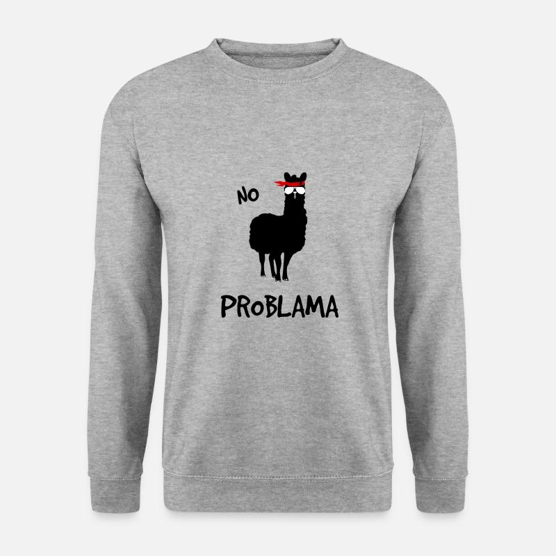 No Problama schwarz - Unisex Pullover - Weißgrau meliert